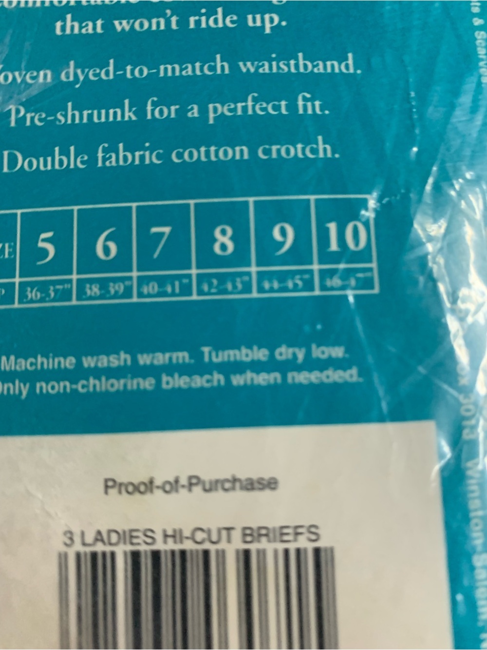 Vintage Deadstock NEW Hanes 3 Her Way White Cotton Hi-Cut Briefs Size 9 - Picture 5 of 5